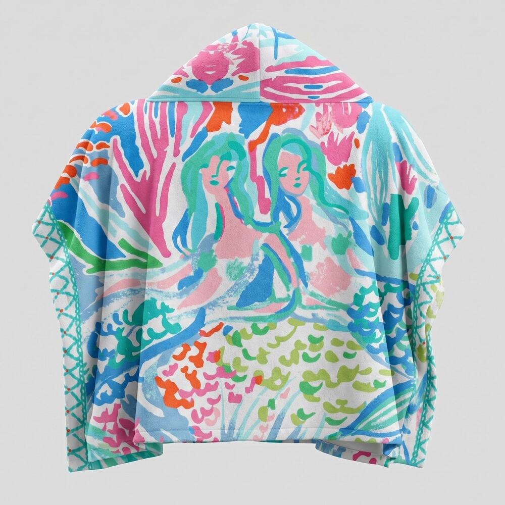 Pottery Barn x Lilly Pulitzer Mermaid Cove Beach Tropical Hooded Towel UPF 50+